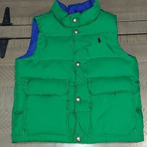 Polo Ralph Lauren Blue Green Reversible Puffer Vest Sz 4/4T